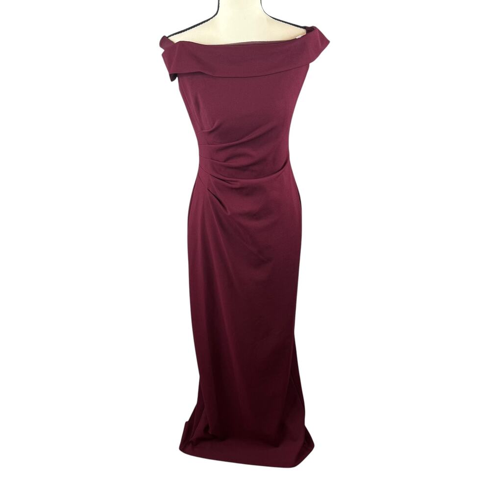 DB Studio Burgundy Off Shoulder Formal Dress Size 4 Elegant Bodycon Gown